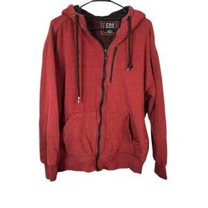 CSG Maroon Cotton Blend Hooded Full Zip Casual Sweat Jacket Men Sz XL